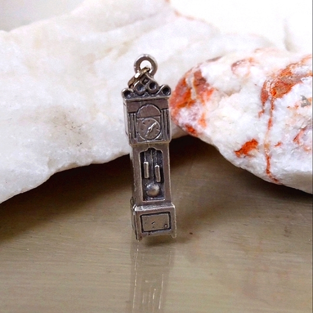 Host pick Vintage Sterling silver Grandfather clock charm